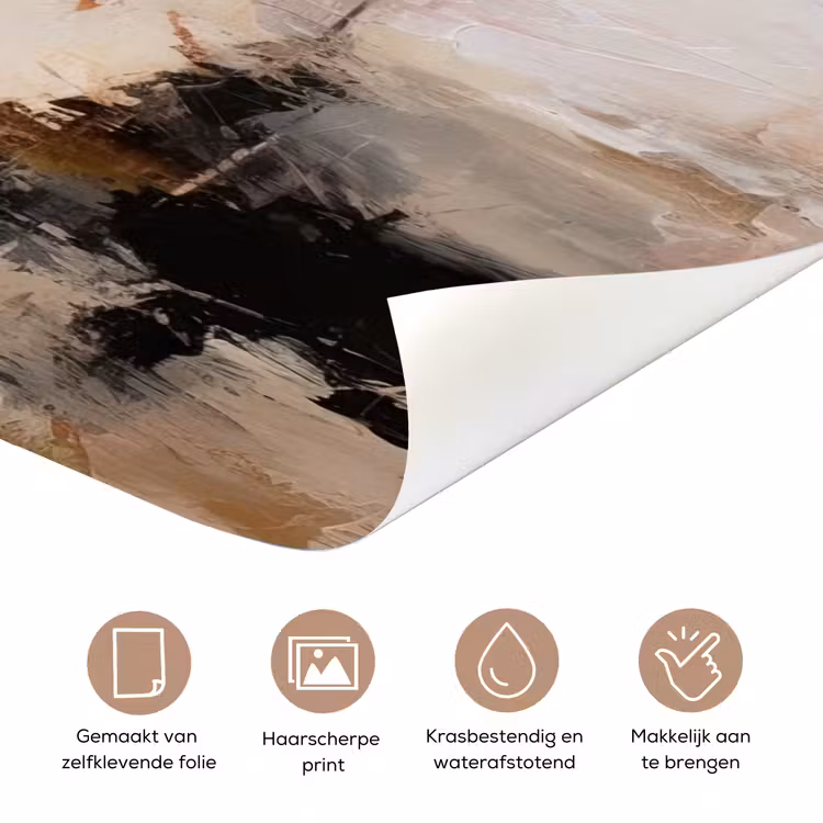 Kunst - Abstract - Beige - Verf deurposter klein -closeup_NL