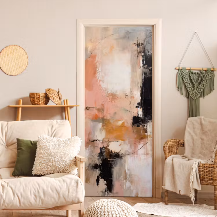 Kunst - Abstract - Beige - Verf deurposter klein -sfeer2
