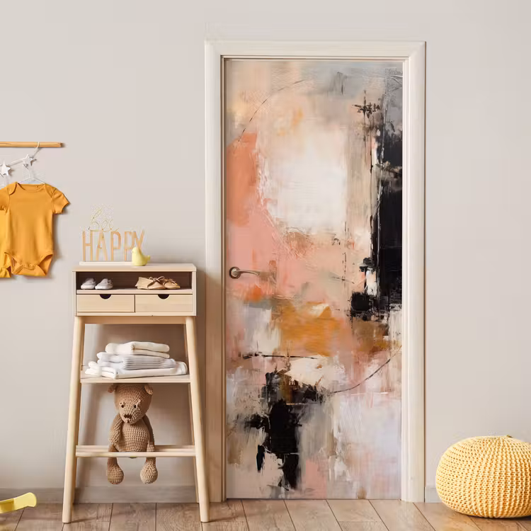 Kunst - Abstract - Beige - Verf deurposter klein -sfeer4