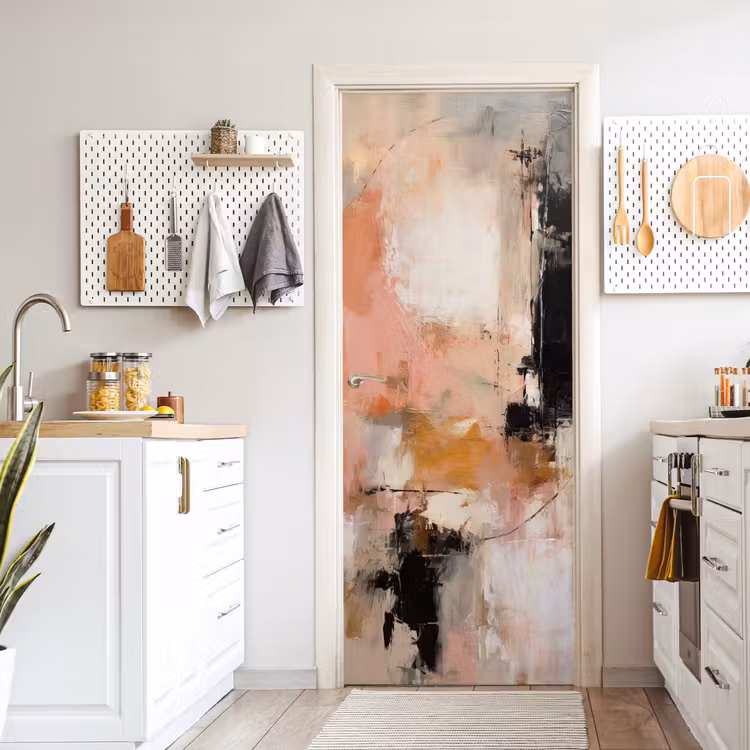 Kunst - Abstract - Beige - Verf deurposter klein -sfeer5