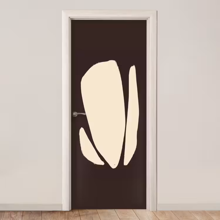 Kunst - Modern - Bruin - Abstract deurposter klein -3d_beige