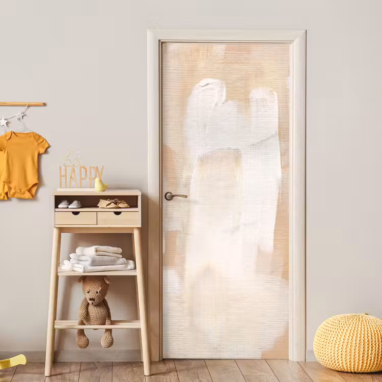 Kunst - Wit - Beige - Modern deurposter klein -sfeer4