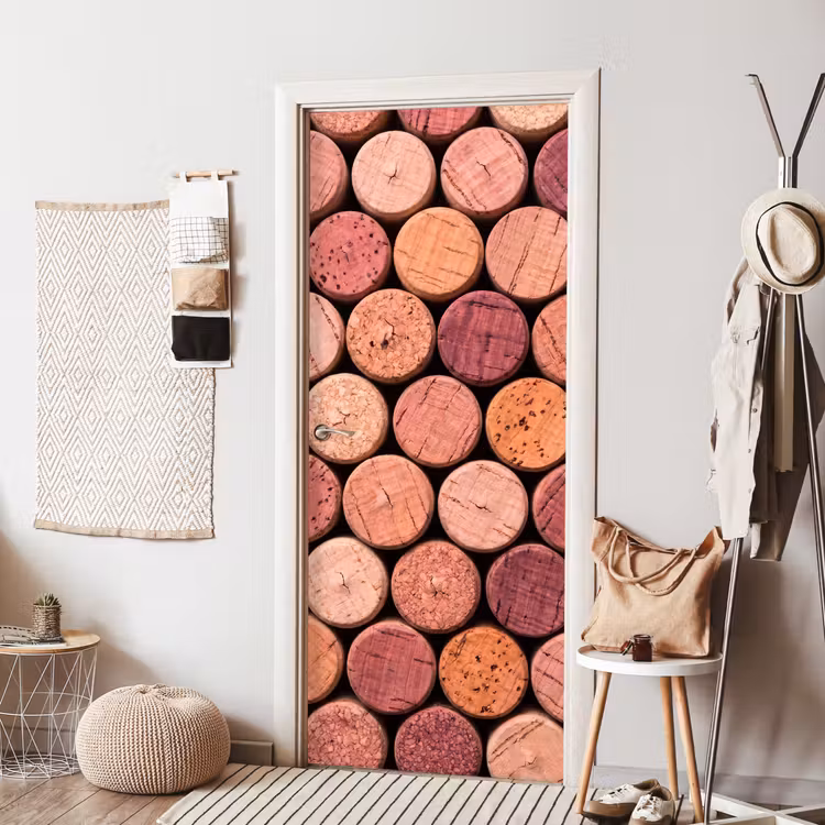 Kurk - Patroon - Abstract - Modern - Rood deurposter klein -sfeer6