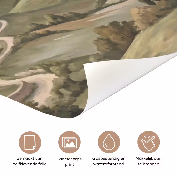 Landschap - Heuvels - Zandpad - Groen deurposter klein -closeup_NL