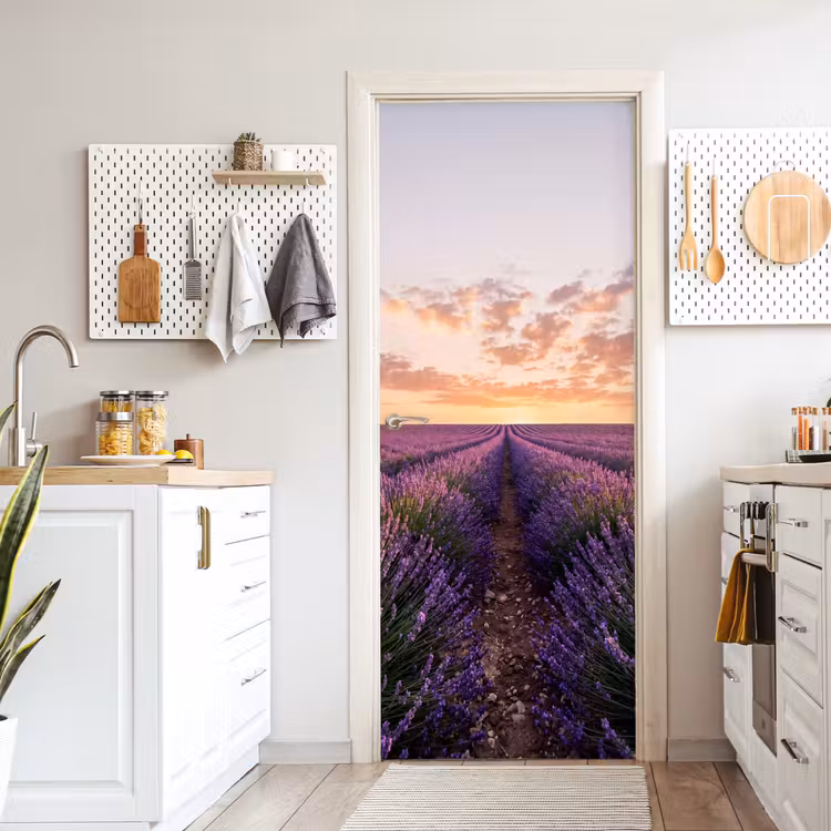 Landschap - Lavendelveld - Paars deurposter klein -sfeer5