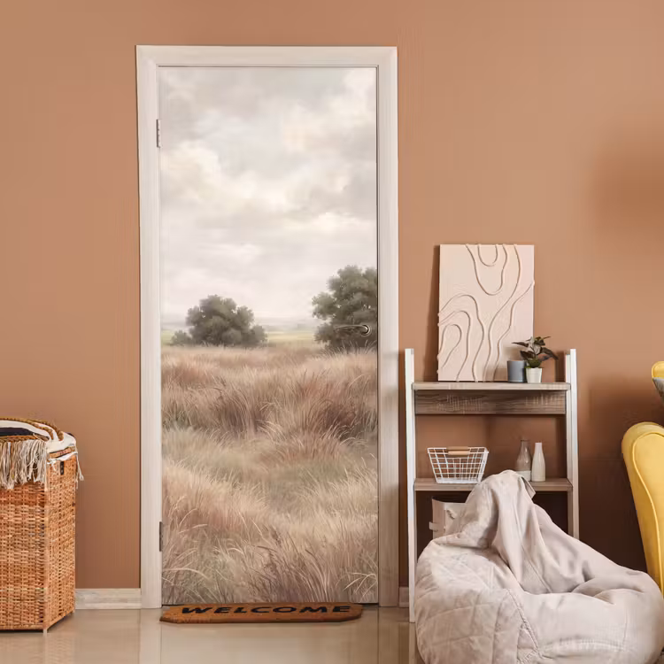 Landschap - Minimalistisch - Beige deurposter klein -sfeer1