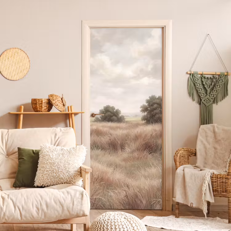 Landschap - Minimalistisch - Beige deurposter klein -sfeer2