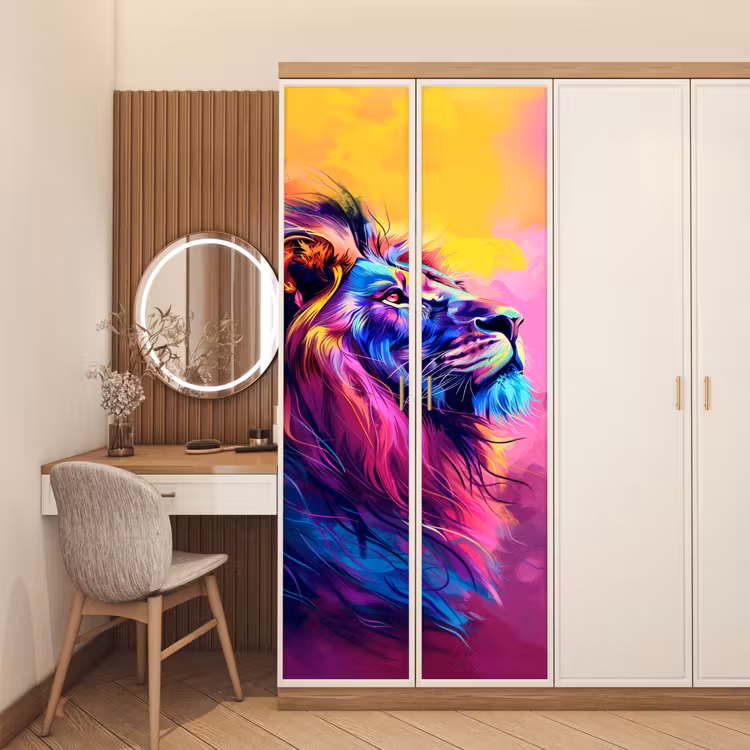 Leeuw - Verf- Kleuren - Dier deurposter klein -sfeer3