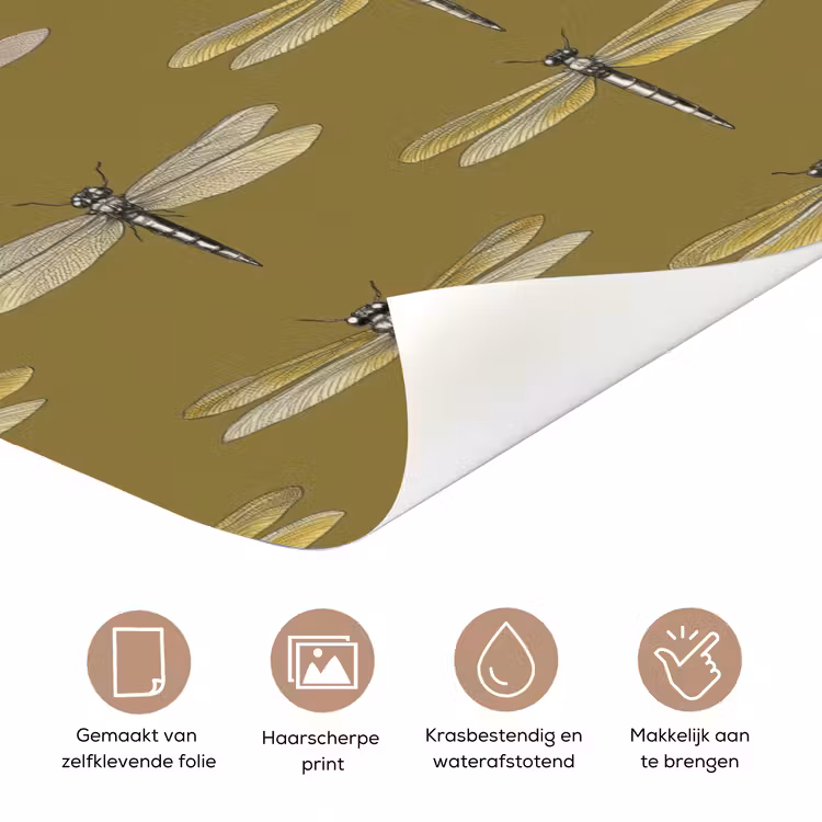 Libellen - Patroon - Groen deurposter klein 289 -closeup_NL