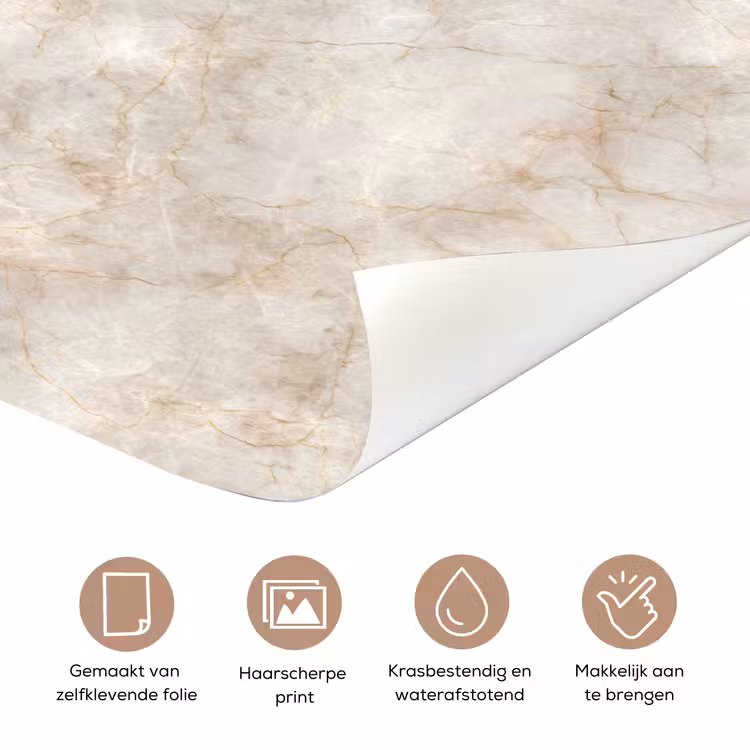 Lichtbeige - Goudbruine Nerven - Marmer deurposter klein 289 -closeup_NL