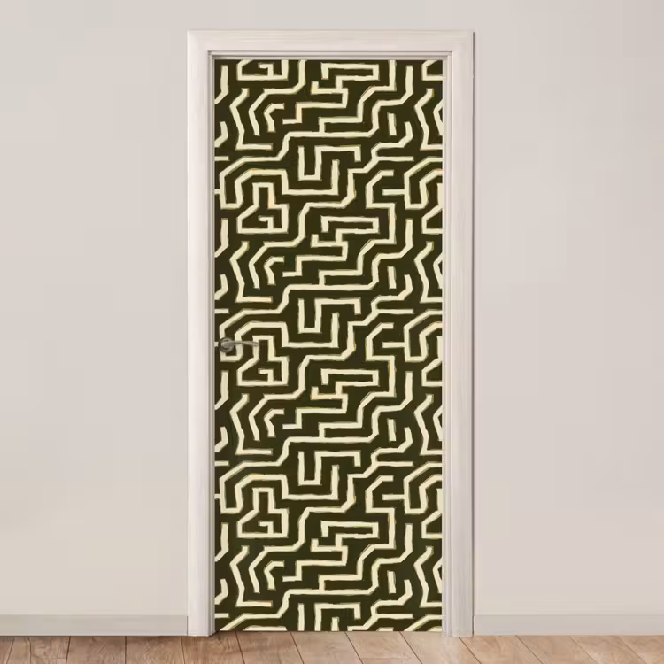Lijnen - Abstract - Groen deurposter klein 289 -3d_beige