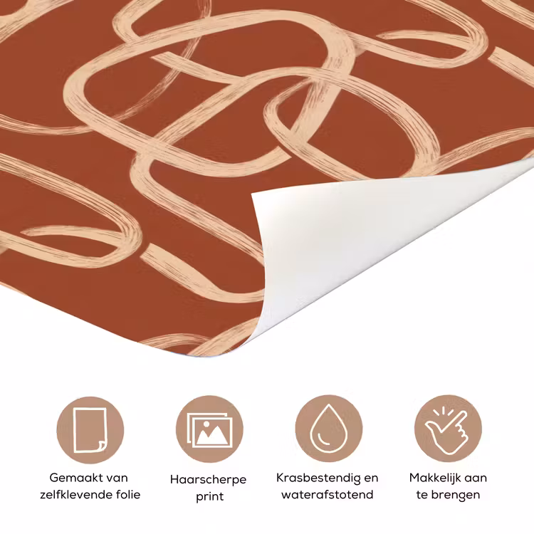 Lijnen - Abstract - Organisch - Terracotta - Crème deurposter klein 289 -closeup_NL