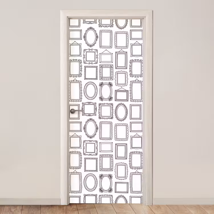 Lijsten - Patroon - Decoratie - Schets - Zwart-wit deurposter klein -3d_beige