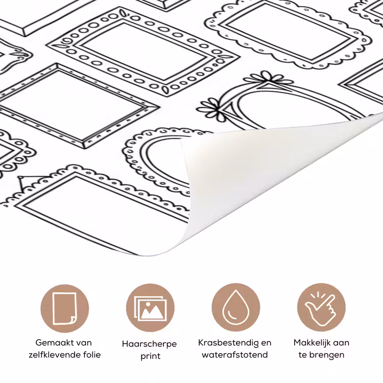 Lijsten - Patroon - Decoratie - Schets - Zwart-wit deurposter klein -closeup_NL
