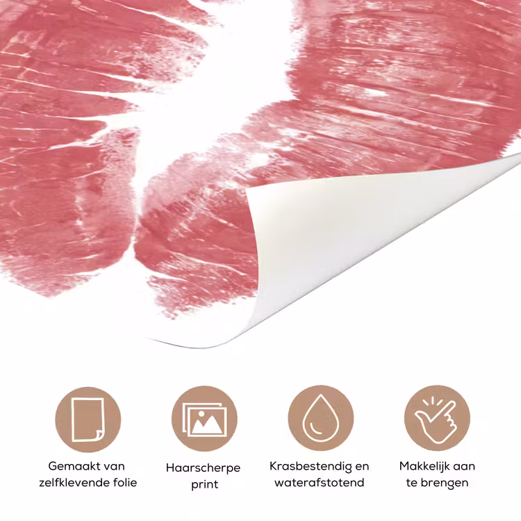 Lippen - Kusafdruk - Roze - Modern - Abstract deurposter klein -closeup_NL