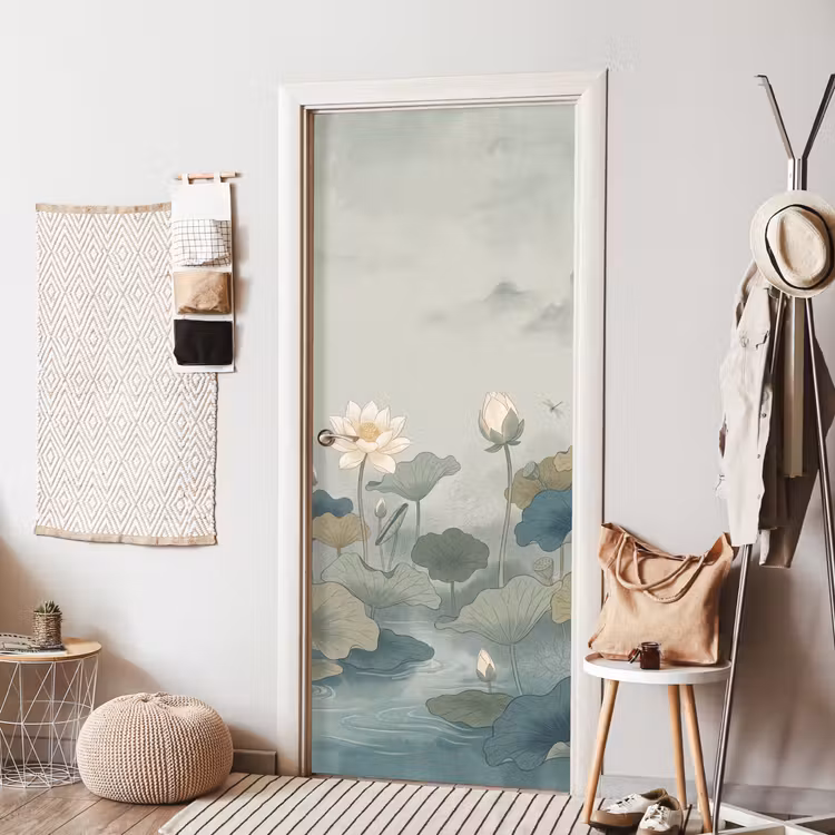 Lotus - Bloemen - Groen deurposter klein -sfeer6