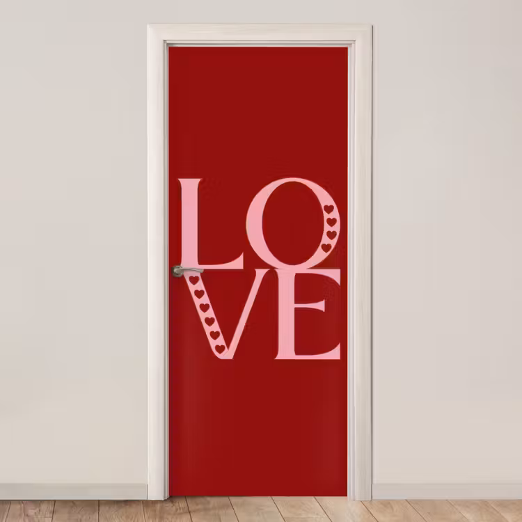 Love - Rood - Hatjes deurposter klein -3d_beige