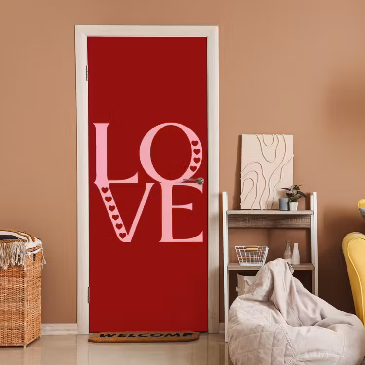 Love - Rood - Hatjes deurposter klein -sfeer1