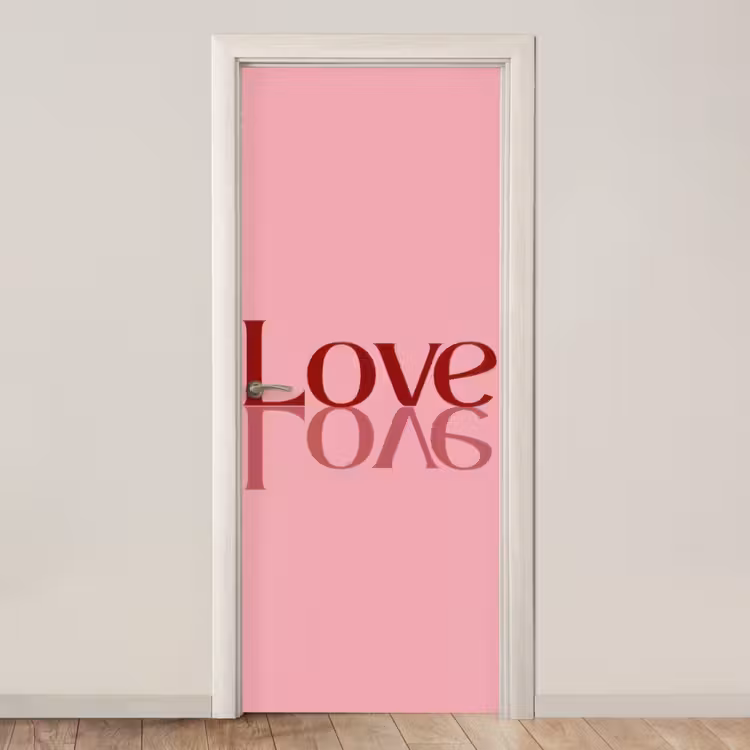 Love - Roze - Spiegeling deurposter klein -3d_beige