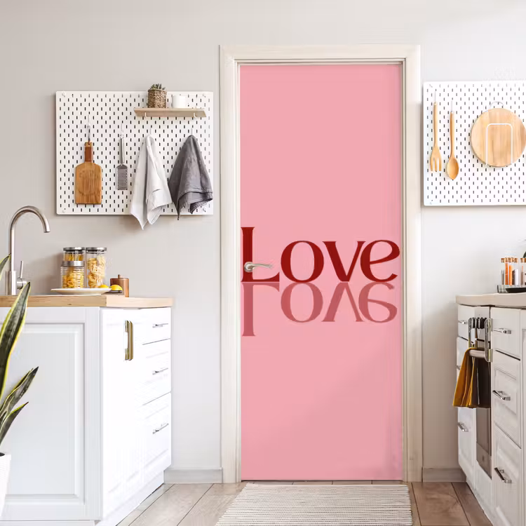 Love - Roze - Spiegeling deurposter klein -sfeer5