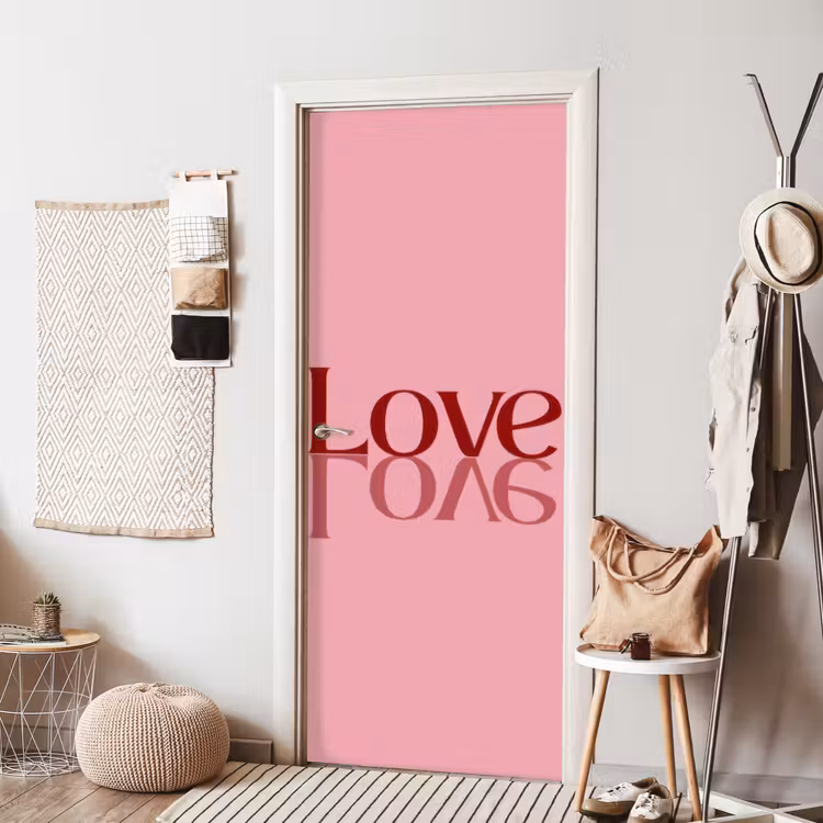 Love - Roze - Spiegeling deurposter klein -sfeer6