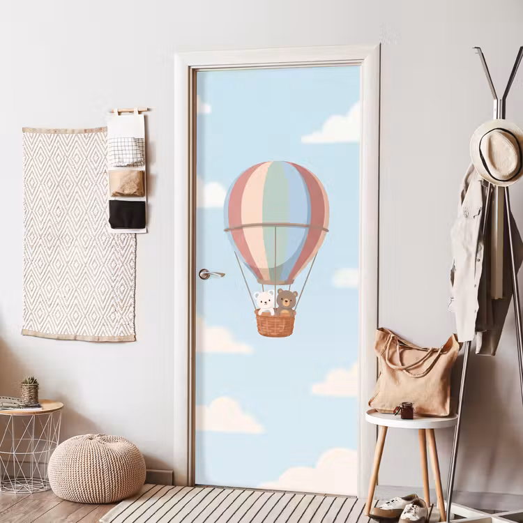 Luchtballon - Beren - Pastel deurposter klein -sfeer6