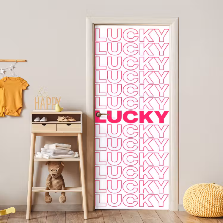 Lucky - Roze - Patroon deurposter klein -sfeer4