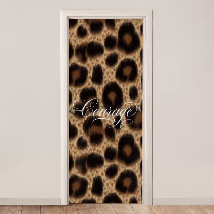 Luipaardprint - Bruin - Courage - Sierlijk deurposter klein -3d_beige
