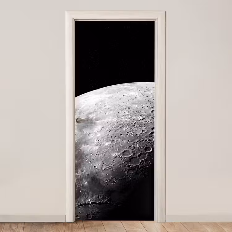 Deursticker - Maan - Kraters - Ruimte - Maan - Kraters - Ruimte deurposter klein