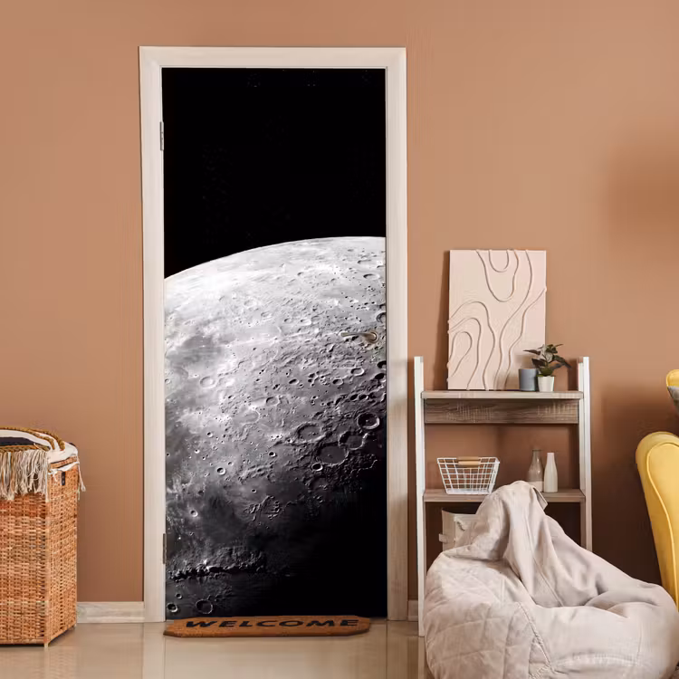 Deursticker - Maan - Kraters - Ruimte - Maan - Kraters - Ruimte deurposter klein