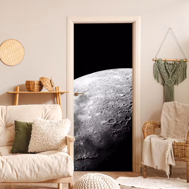 Deursticker - Maan - Kraters - Ruimte - Maan - Kraters - Ruimte deurposter klein