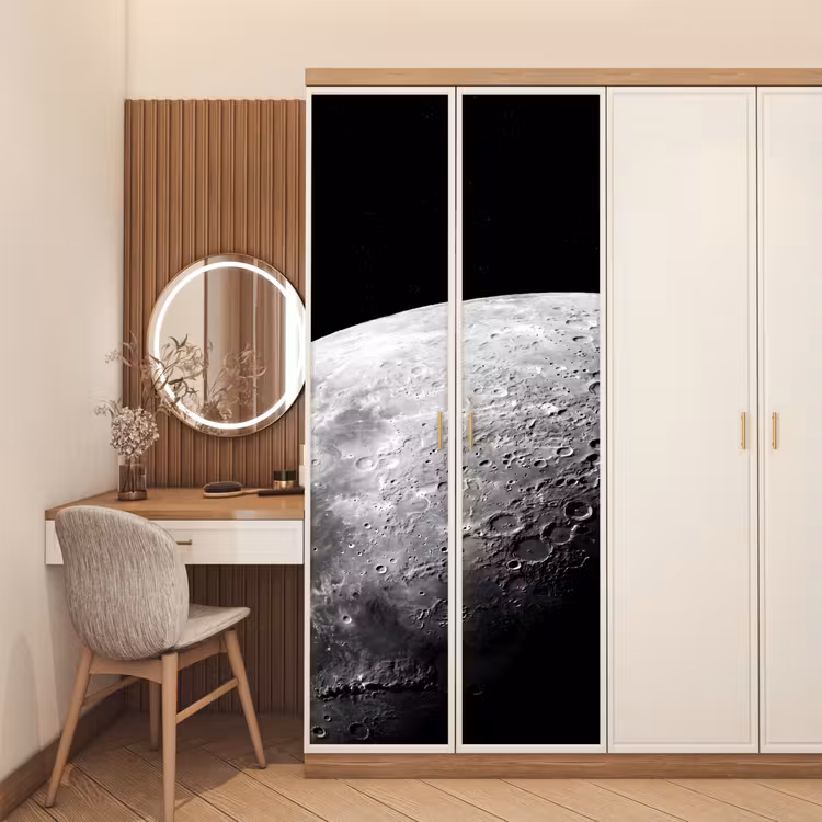 Deursticker - Maan - Kraters - Ruimte - Maan - Kraters - Ruimte deurposter klein