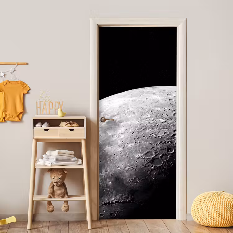 Deursticker - Maan - Kraters - Ruimte - Maan - Kraters - Ruimte deurposter klein