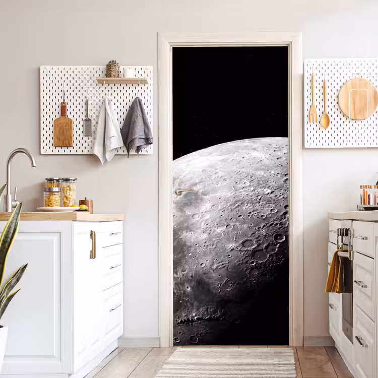 Deursticker - Maan - Kraters - Ruimte - Maan - Kraters - Ruimte deurposter klein