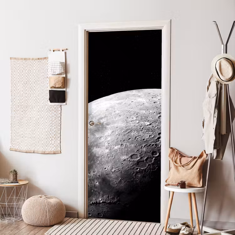 Deursticker - Maan - Kraters - Ruimte - Maan - Kraters - Ruimte deurposter klein