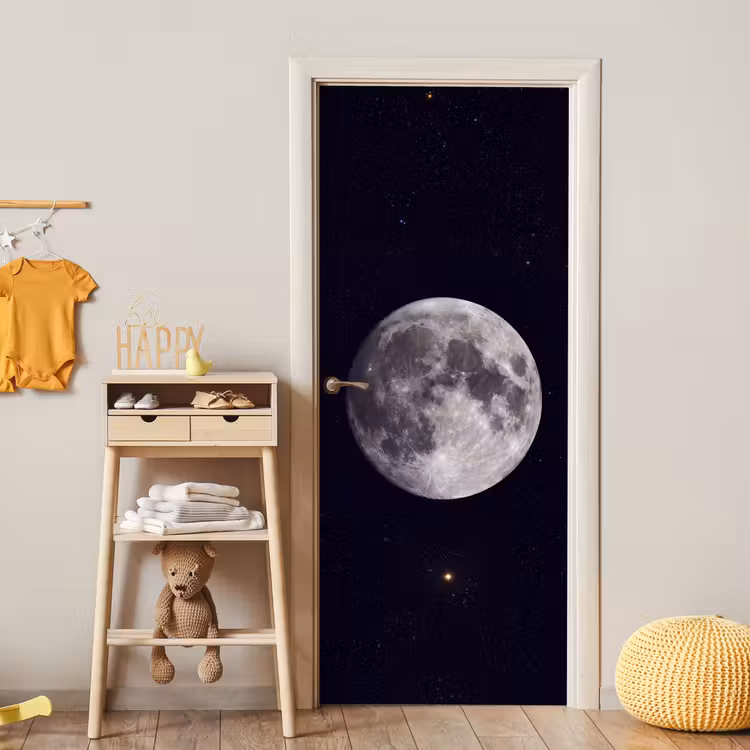 Deursticker - Maan - Sterren - Ruimte - Maan - Sterren - Ruimte deurposter klein