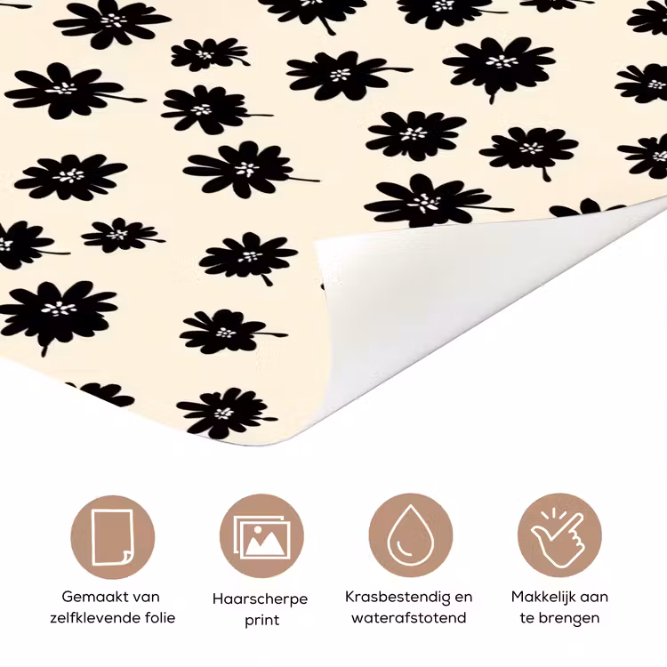 Madeliefjes - Grafisch - Zwart - Beige deurposter klein 289 -closeup_NL
