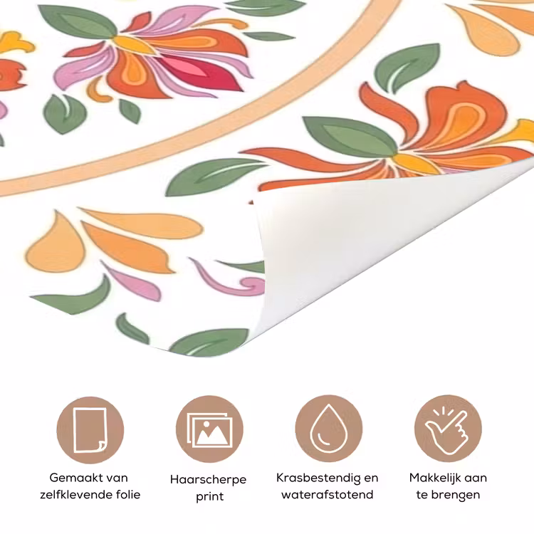 Mandala - Bloemen - Decoratie - Kleurrijk - Abstract deurposter klein -closeup_NL