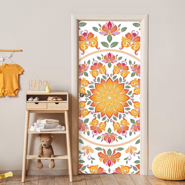 Mandala - Bloemen - Decoratie - Kleurrijk - Abstract deurposter klein -sfeer4