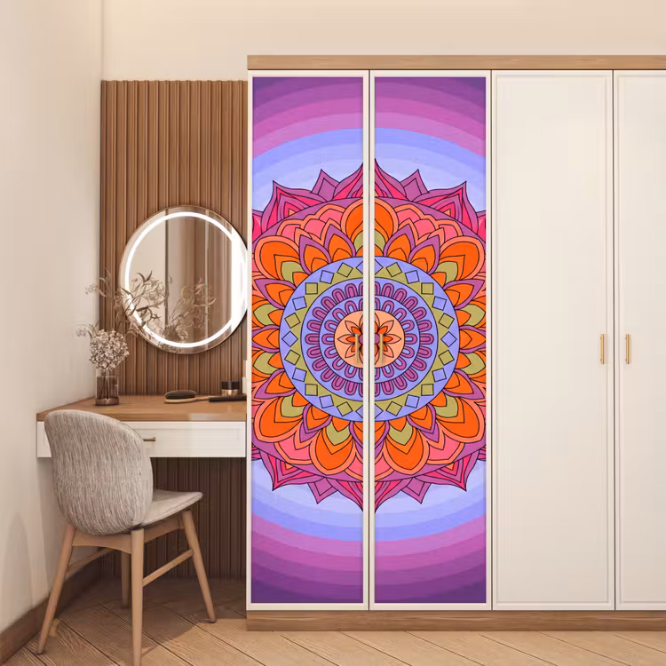 Mandala - Cirkel - Abstract - Kleurrijk - Patroon deurposter klein -sfeer3