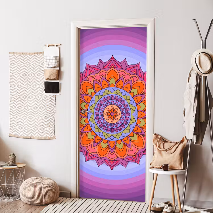 Mandala - Cirkel - Abstract - Kleurrijk - Patroon deurposter klein -sfeer6