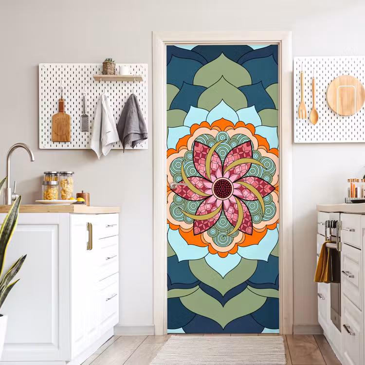 Mandala - Geometrisch - Kunst - Decoratief - Kleurrijk deurposter klein -sfeer5