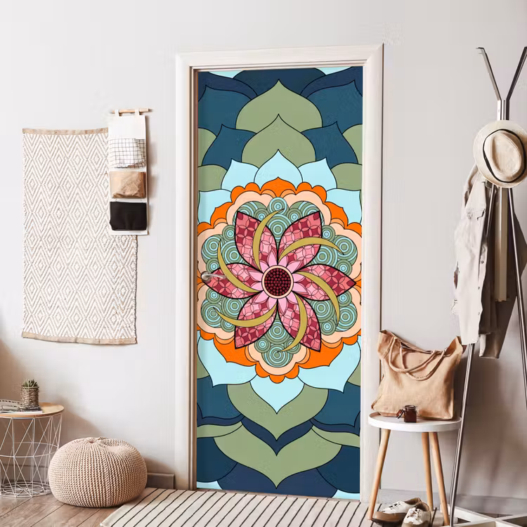 Mandala - Geometrisch - Kunst - Decoratief - Kleurrijk deurposter klein -sfeer6