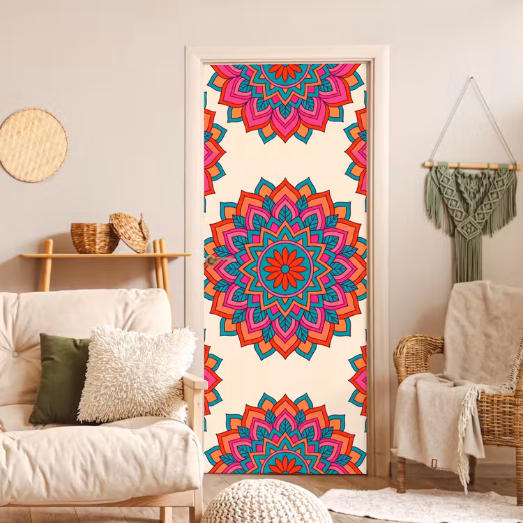 Mandala - Patroon - Abstract - Kleurrijk - Modern deurposter klein -sfeer2