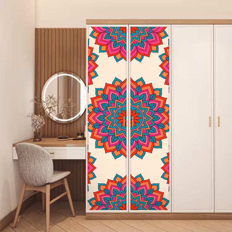 Mandala - Patroon - Abstract - Kleurrijk - Modern deurposter klein -sfeer3