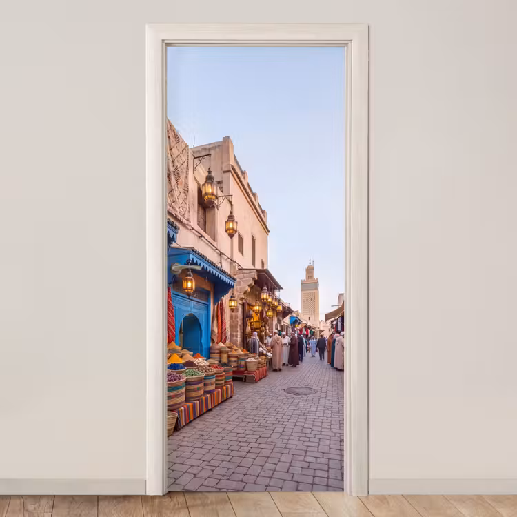 Deursticker - Markt - Oosters - Kleurrijk - Markt - Oosters - Kleurrijk deurposter klein