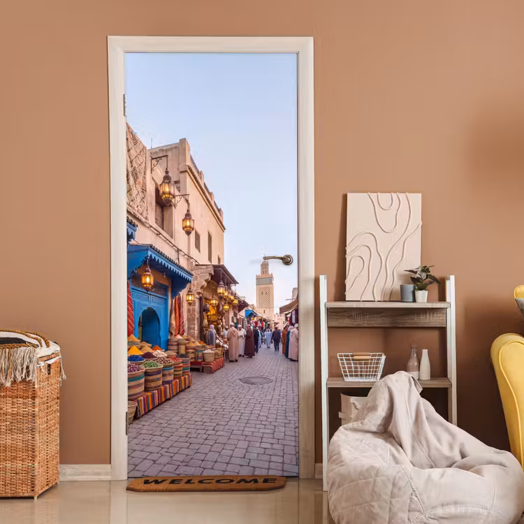 Deursticker - Markt - Oosters - Kleurrijk - Markt - Oosters - Kleurrijk deurposter klein