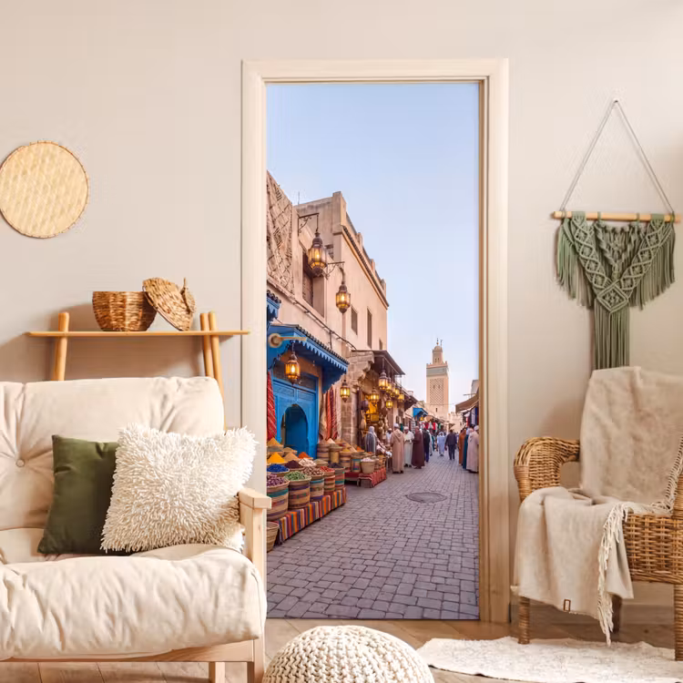 Deursticker - Markt - Oosters - Kleurrijk - Markt - Oosters - Kleurrijk deurposter klein