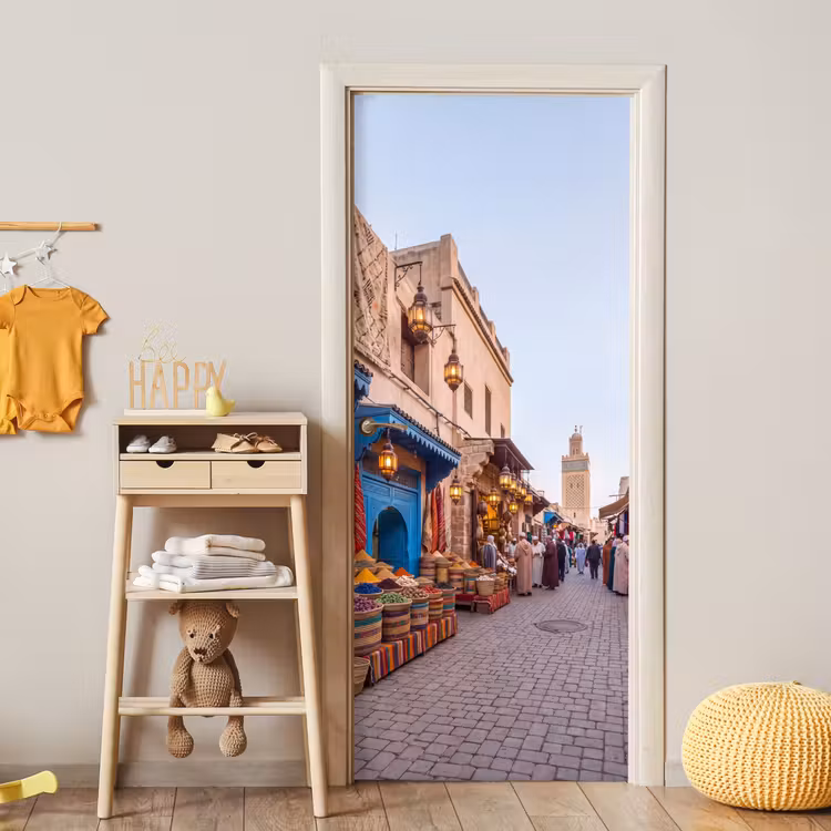 Deursticker - Markt - Oosters - Kleurrijk - Markt - Oosters - Kleurrijk deurposter klein