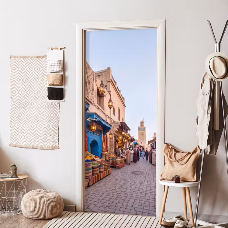 Deursticker - Markt - Oosters - Kleurrijk - Markt - Oosters - Kleurrijk deurposter klein
